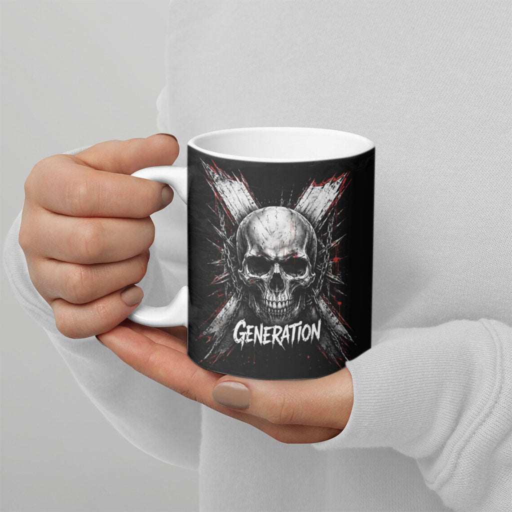 Generation X Skull Ceramic Mug Distressed Heavy Metal Grunge