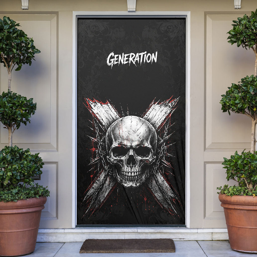 Generation X Skull Door Cover Distressed Heavy Metal Grunge