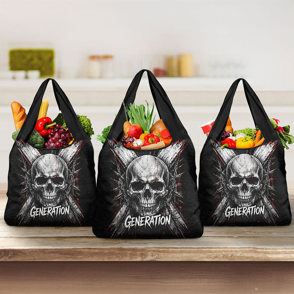 Generation X Skull Grocery Bag Distressed Heavy Metal Grunge