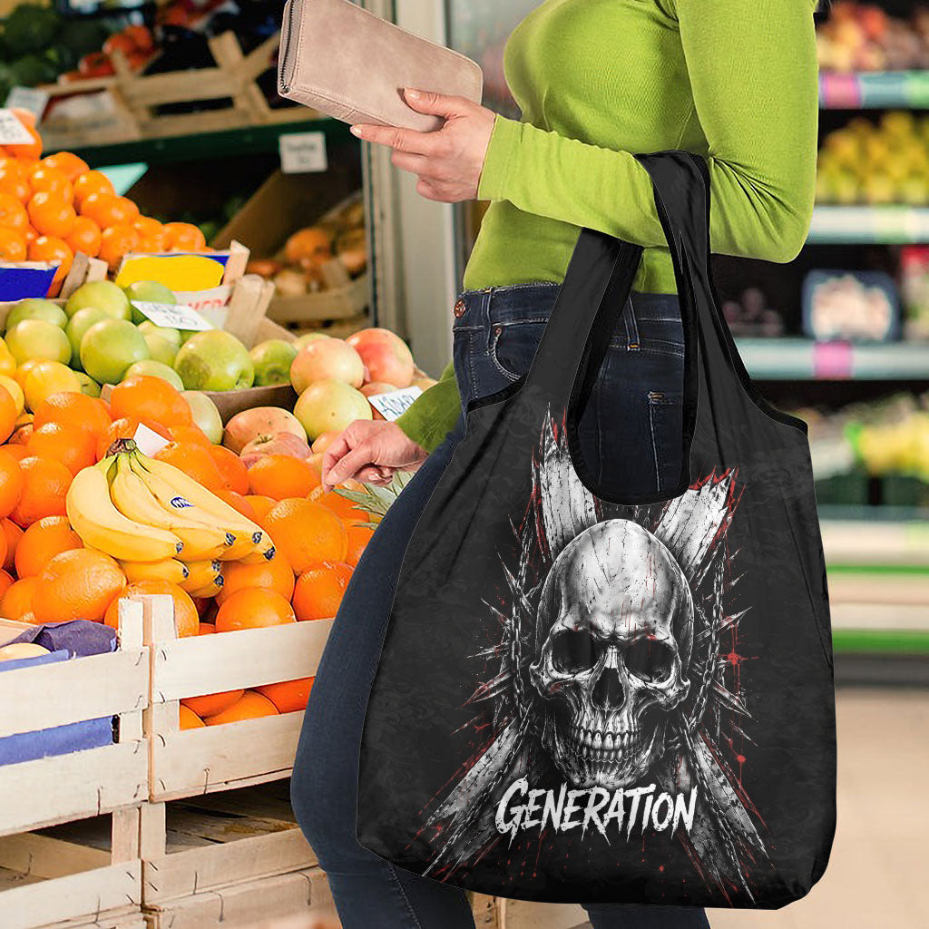 Generation X Skull Grocery Bag Distressed Heavy Metal Grunge