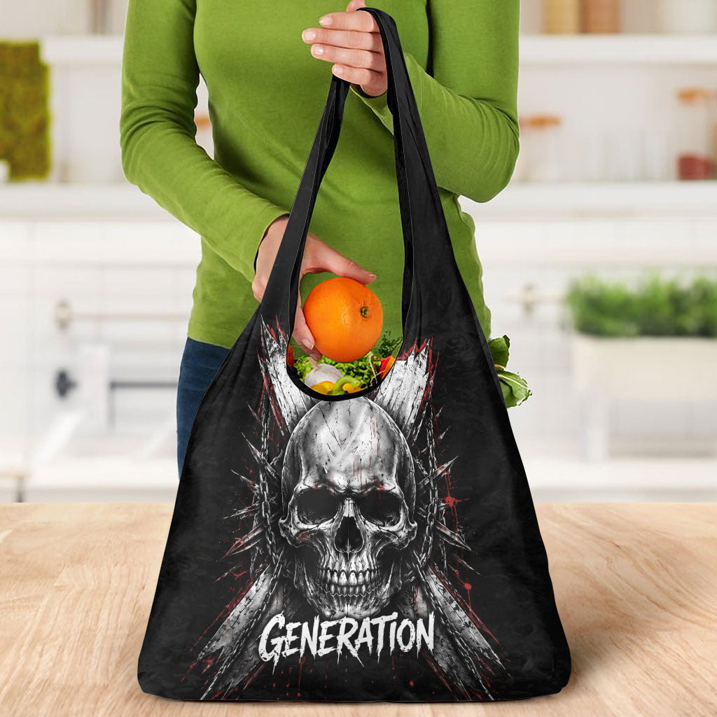 Generation X Skull Grocery Bag Distressed Heavy Metal Grunge