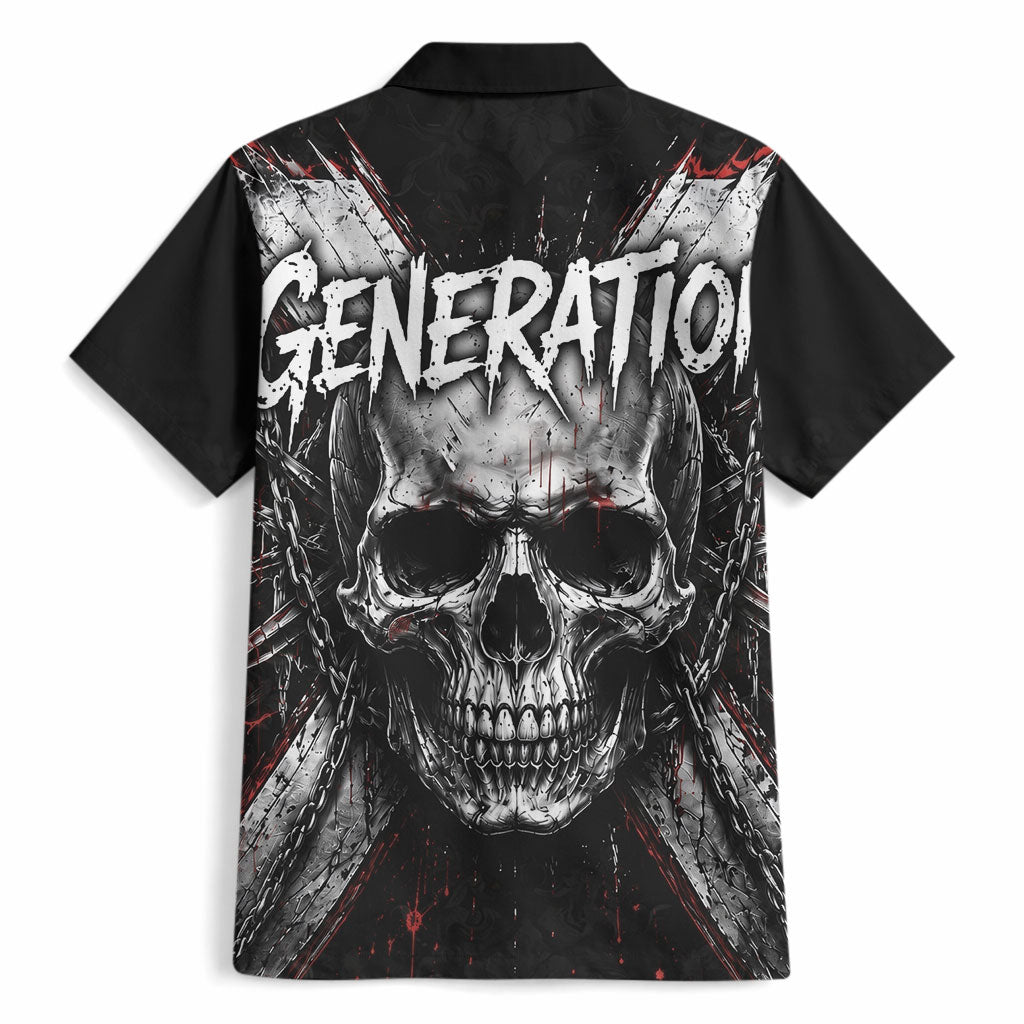 Generation X Skull Hawaiian Shirt Distressed Heavy Metal Grunge