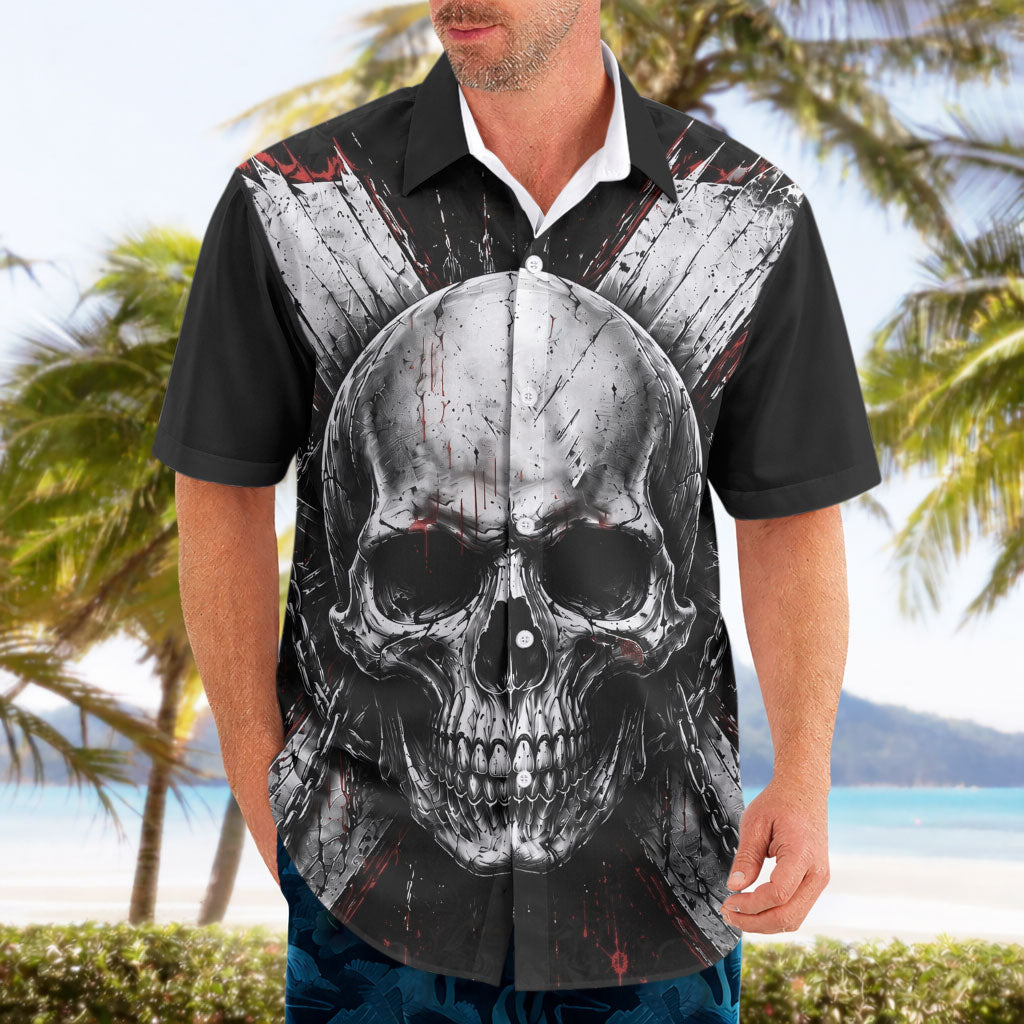 Generation X Skull Hawaiian Shirt Distressed Heavy Metal Grunge