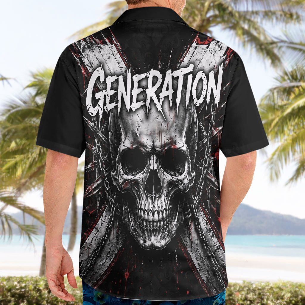 Generation X Skull Hawaiian Shirt Distressed Heavy Metal Grunge