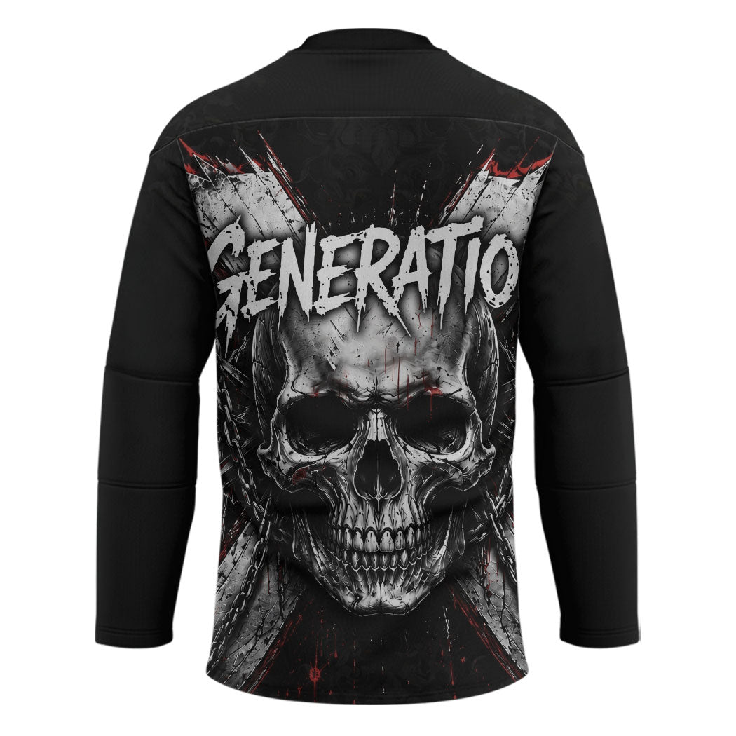 Generation X Skull Hockey Jersey Distressed Heavy Metal Grunge