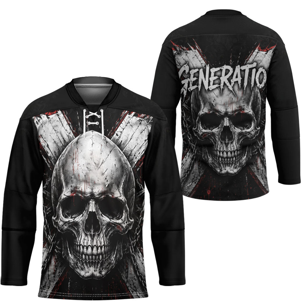 Generation X Skull Hockey Jersey Distressed Heavy Metal Grunge