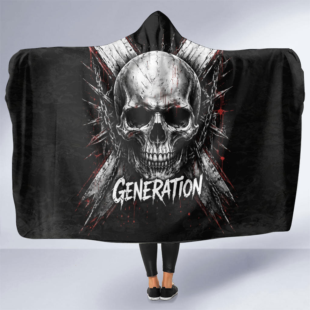 Generation X Skull Hooded Blanket Distressed Heavy Metal Grunge