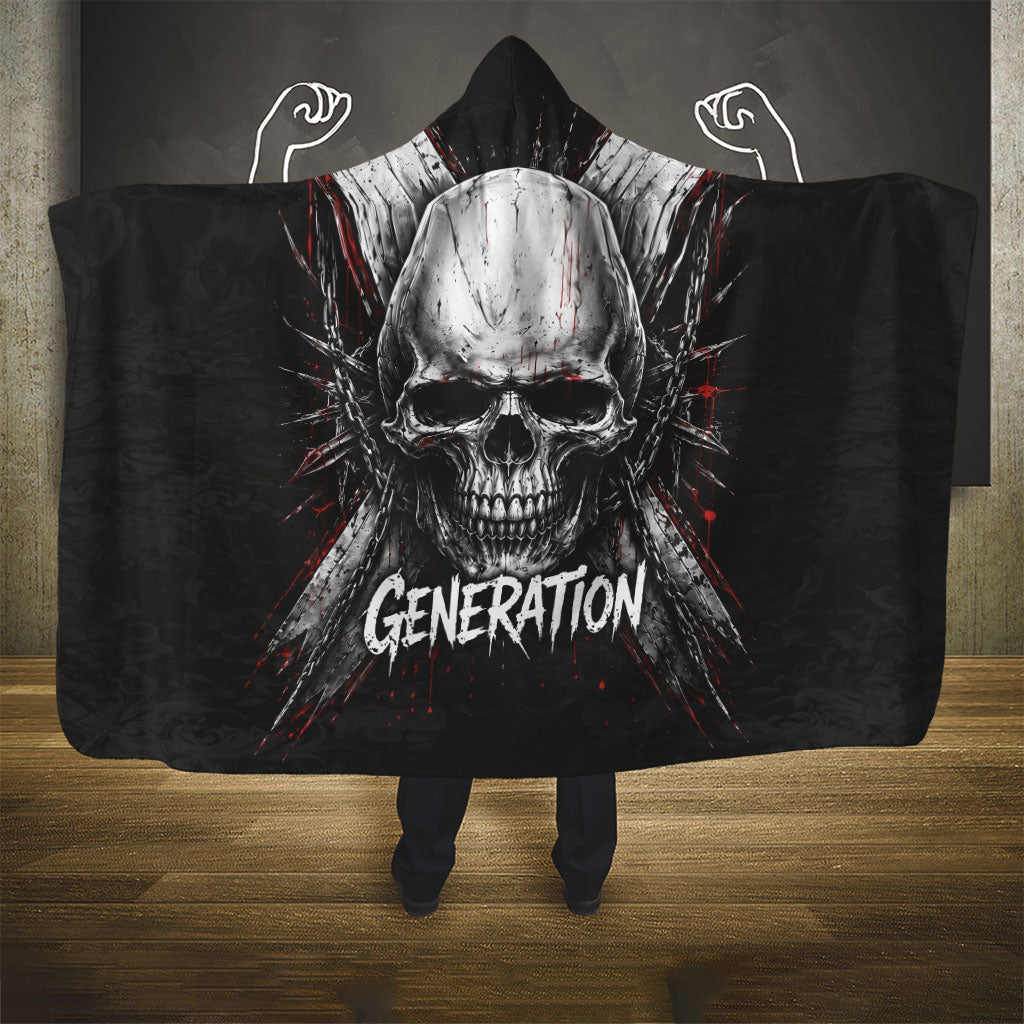 Generation X Skull Hooded Blanket Distressed Heavy Metal Grunge