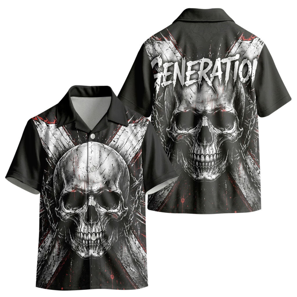 Generation X Skull Kid Hawaiian Shirt Distressed Heavy Metal Grunge