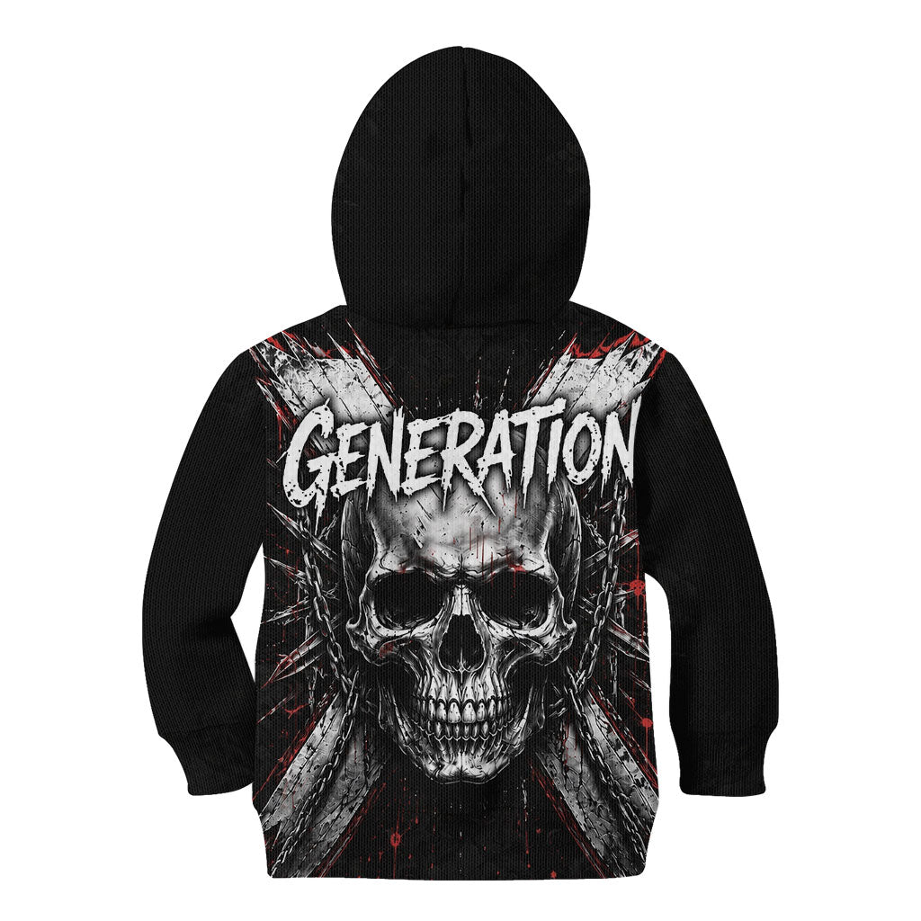 Generation X Skull Kid Hoodie Distressed Heavy Metal Grunge
