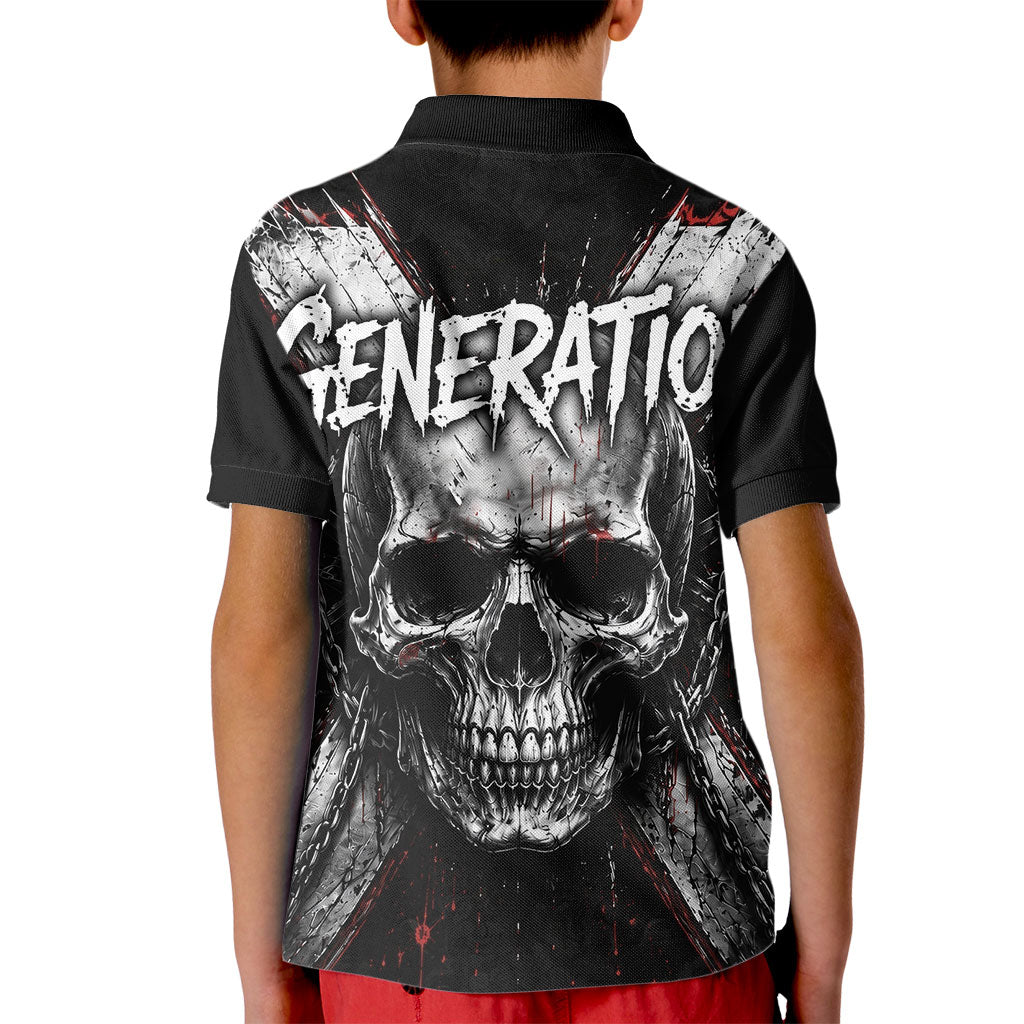 Generation X Skull Kid Polo Shirt Distressed Heavy Metal Grunge