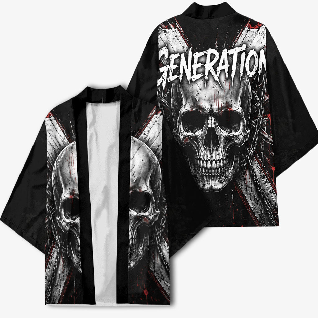 Generation X Skull Kimono Distressed Heavy Metal Grunge