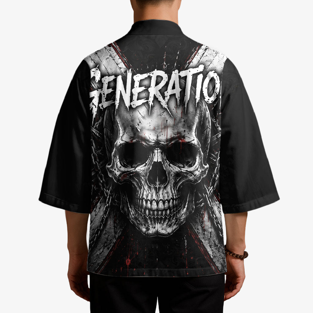 Generation X Skull Kimono Distressed Heavy Metal Grunge