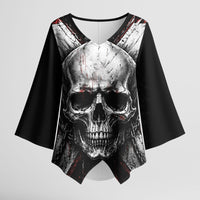 Generation X Skull Kimono Sleeve Blouse Distressed Heavy Metal Grunge