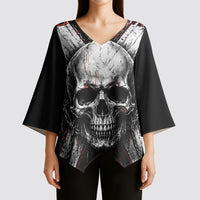 Generation X Skull Kimono Sleeve Blouse Distressed Heavy Metal Grunge