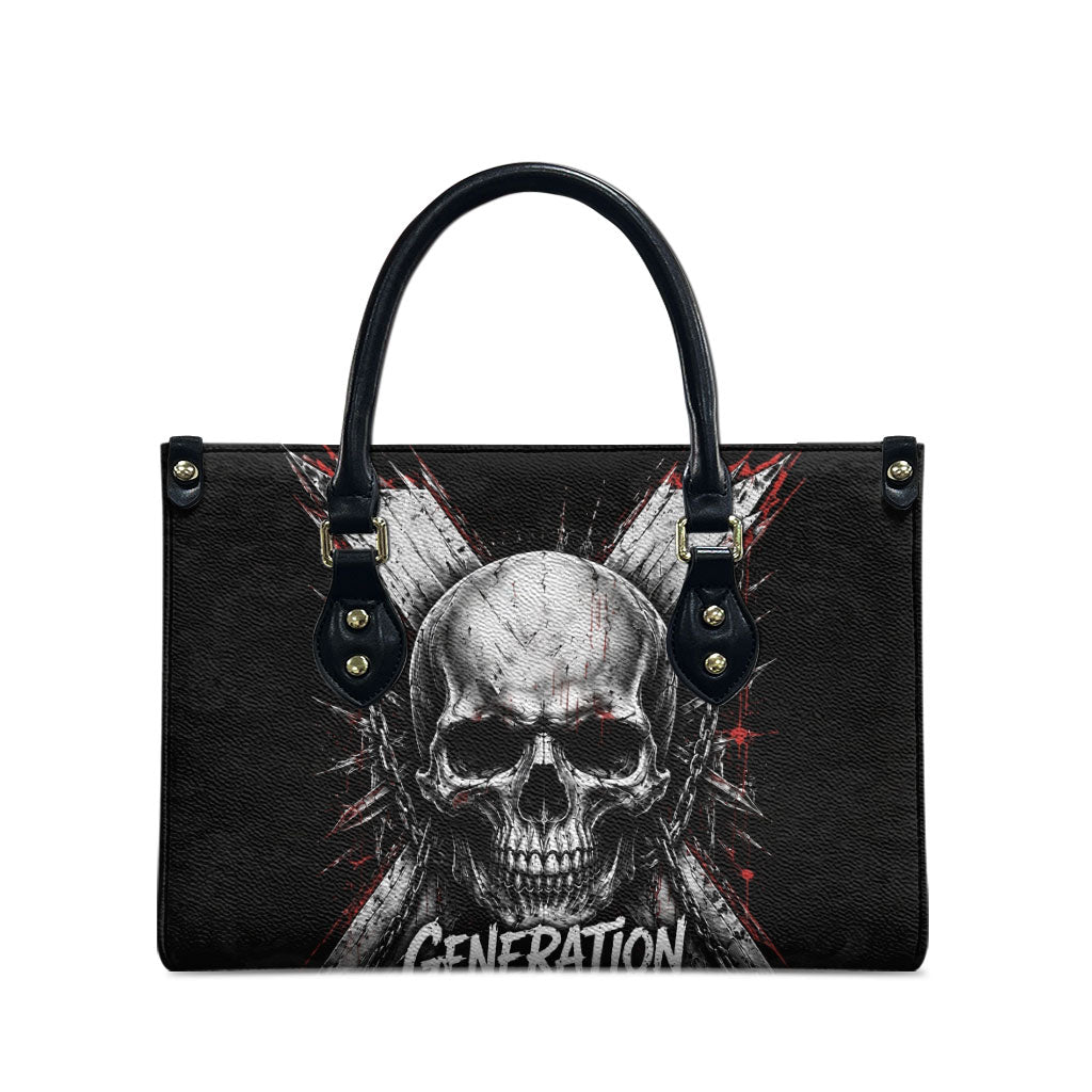 Generation X Skull Leather Bag Distressed Heavy Metal Grunge