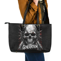 Generation X Skull Leather Tote Bag Distressed Heavy Metal Grunge