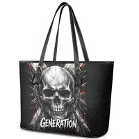 Generation X Skull Leather Tote Bag Distressed Heavy Metal Grunge