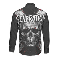 Generation X Skull Long Sleeve Button Shirt Distressed Heavy Metal Grunge