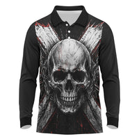 Generation X Skull Long Sleeve Polo Shirt Distressed Heavy Metal Grunge
