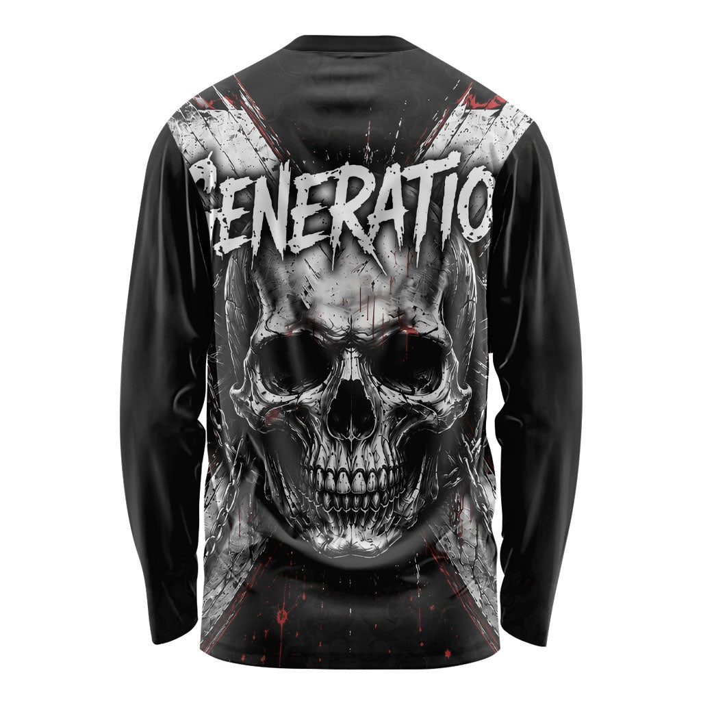 Generation X Skull Long Sleeve Shirt Distressed Heavy Metal Grunge