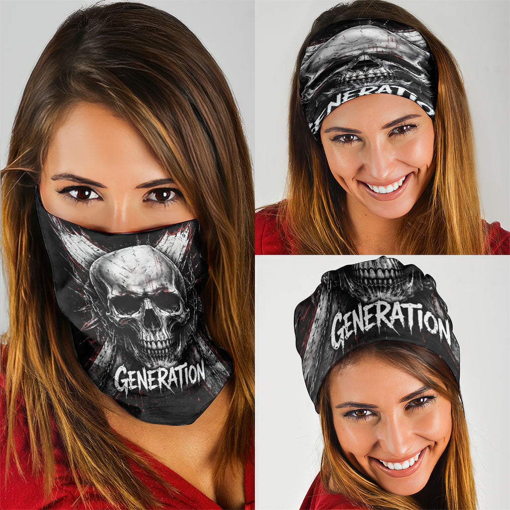 Generation X Skull Neck Gaiter Distressed Heavy Metal Grunge