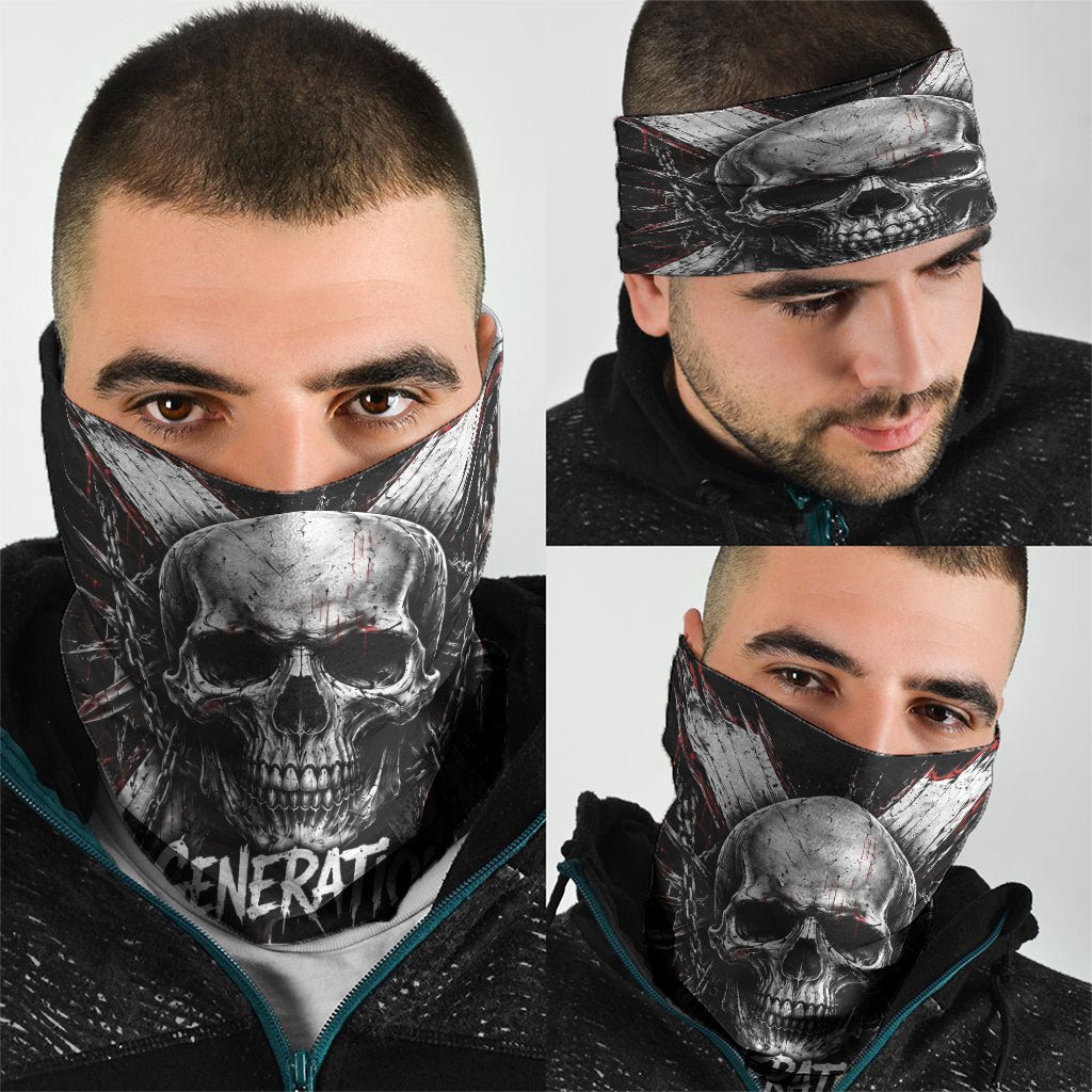 Generation X Skull Neck Gaiter Distressed Heavy Metal Grunge
