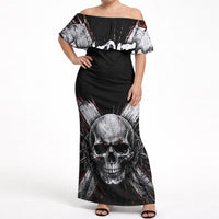 Generation X Skull Off Shoulder Maxi Dress Distressed Heavy Metal Grunge
