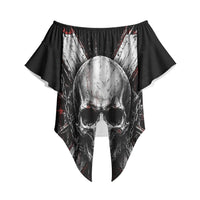 Generation X Skull Off Shoulder Wrap Waist Top Distressed Heavy Metal Grunge