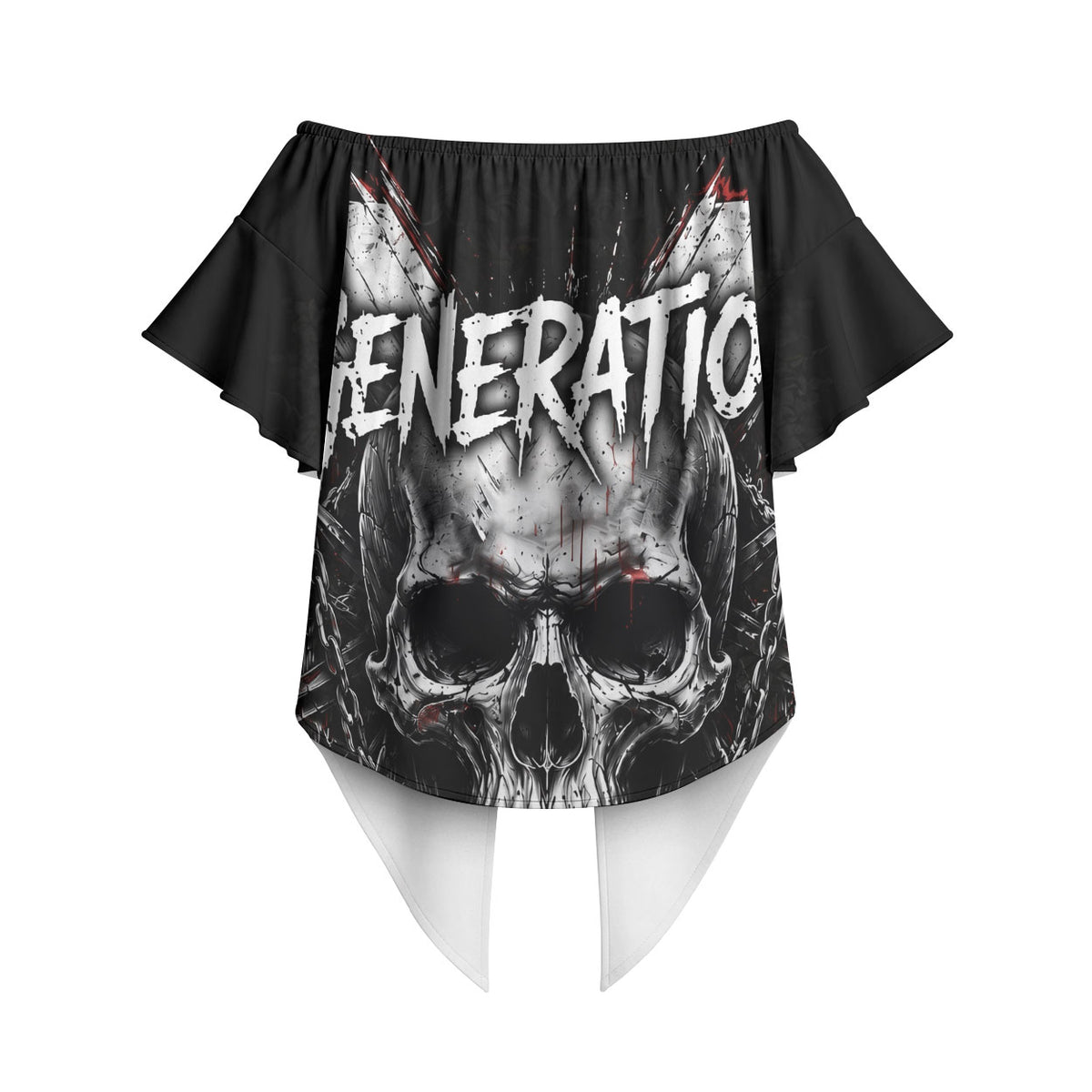 Generation X Skull Off Shoulder Wrap Waist Top Distressed Heavy Metal Grunge