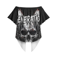 Generation X Skull Off Shoulder Wrap Waist Top Distressed Heavy Metal Grunge