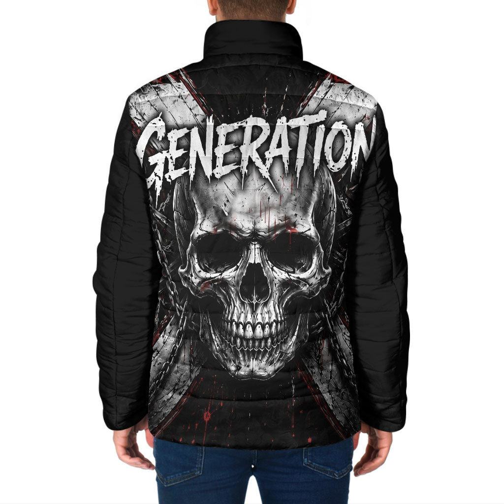 Generation X Skull Padded Jacket Distressed Heavy Metal Grunge