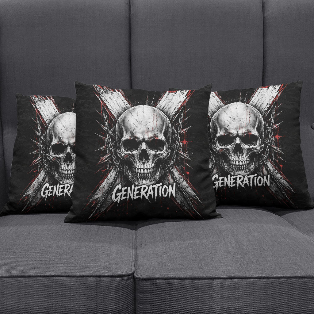 Generation X Skull Pillow Cover Distressed Heavy Metal Grunge