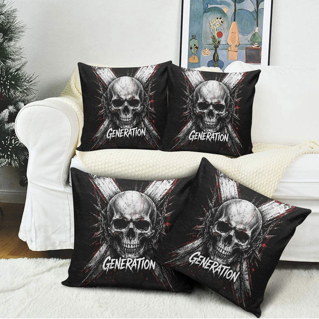 Generation X Skull Pillow Cover Distressed Heavy Metal Grunge