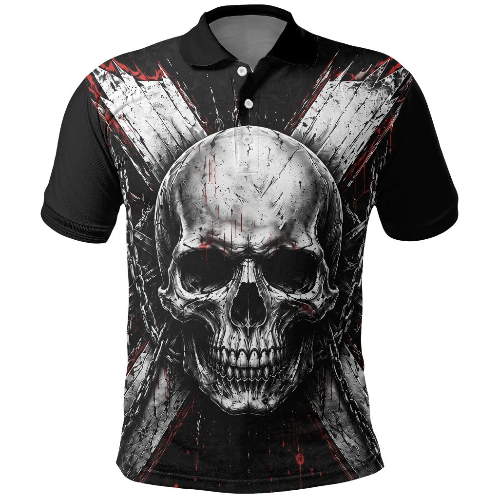 Generation X Skull Polo Shirt Distressed Heavy Metal Grunge
