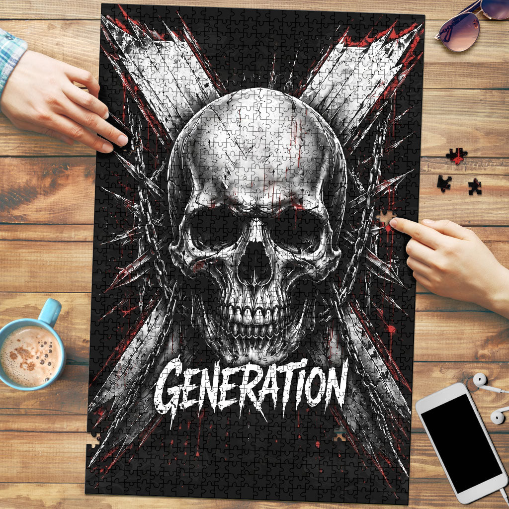 Generation X Skull Puzzle Distressed Heavy Metal Grunge