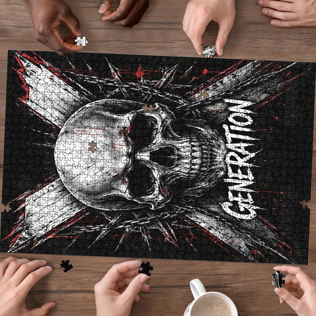 Generation X Skull Puzzle Distressed Heavy Metal Grunge
