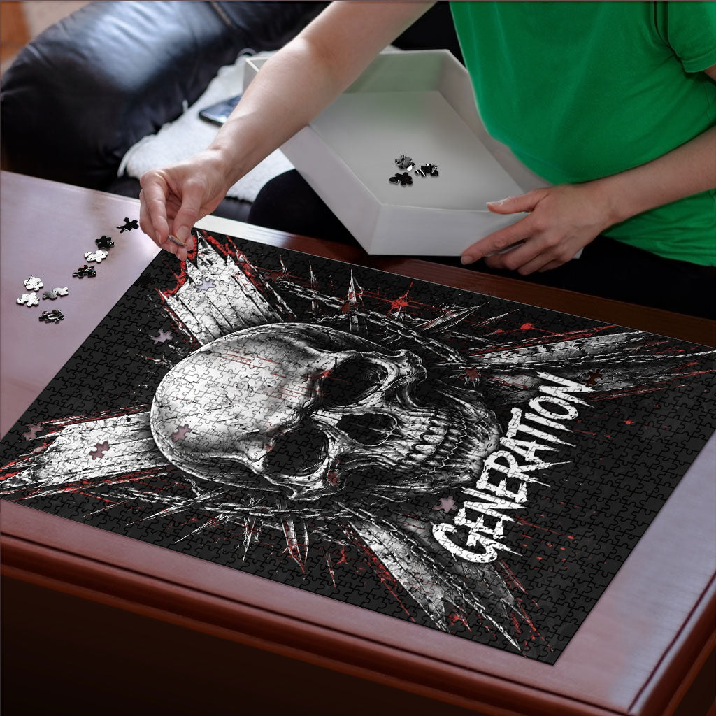 Generation X Skull Puzzle Distressed Heavy Metal Grunge