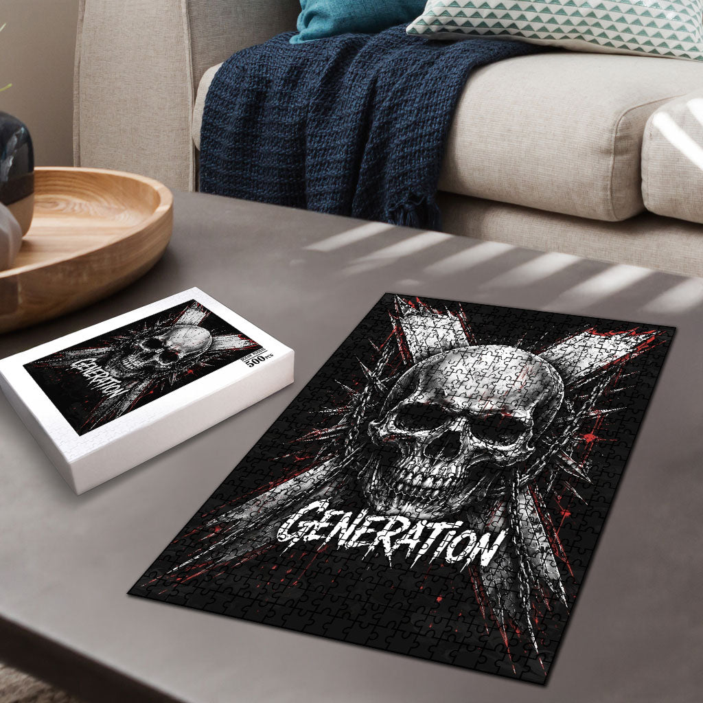 Generation X Skull Puzzle Distressed Heavy Metal Grunge
