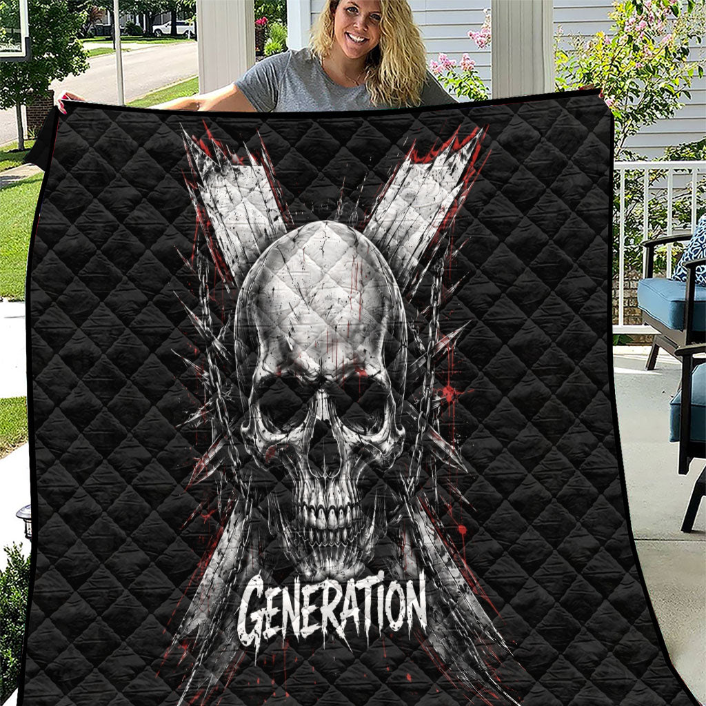 Generation X Skull Quilt Distressed Heavy Metal Grunge