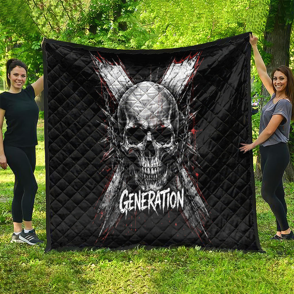Generation X Skull Quilt Distressed Heavy Metal Grunge