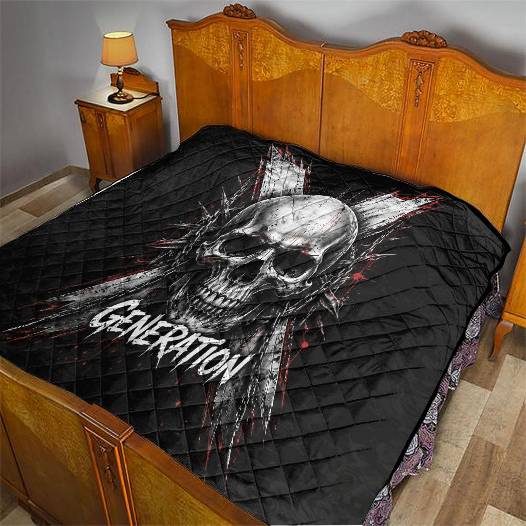 Generation X Skull Quilt Distressed Heavy Metal Grunge