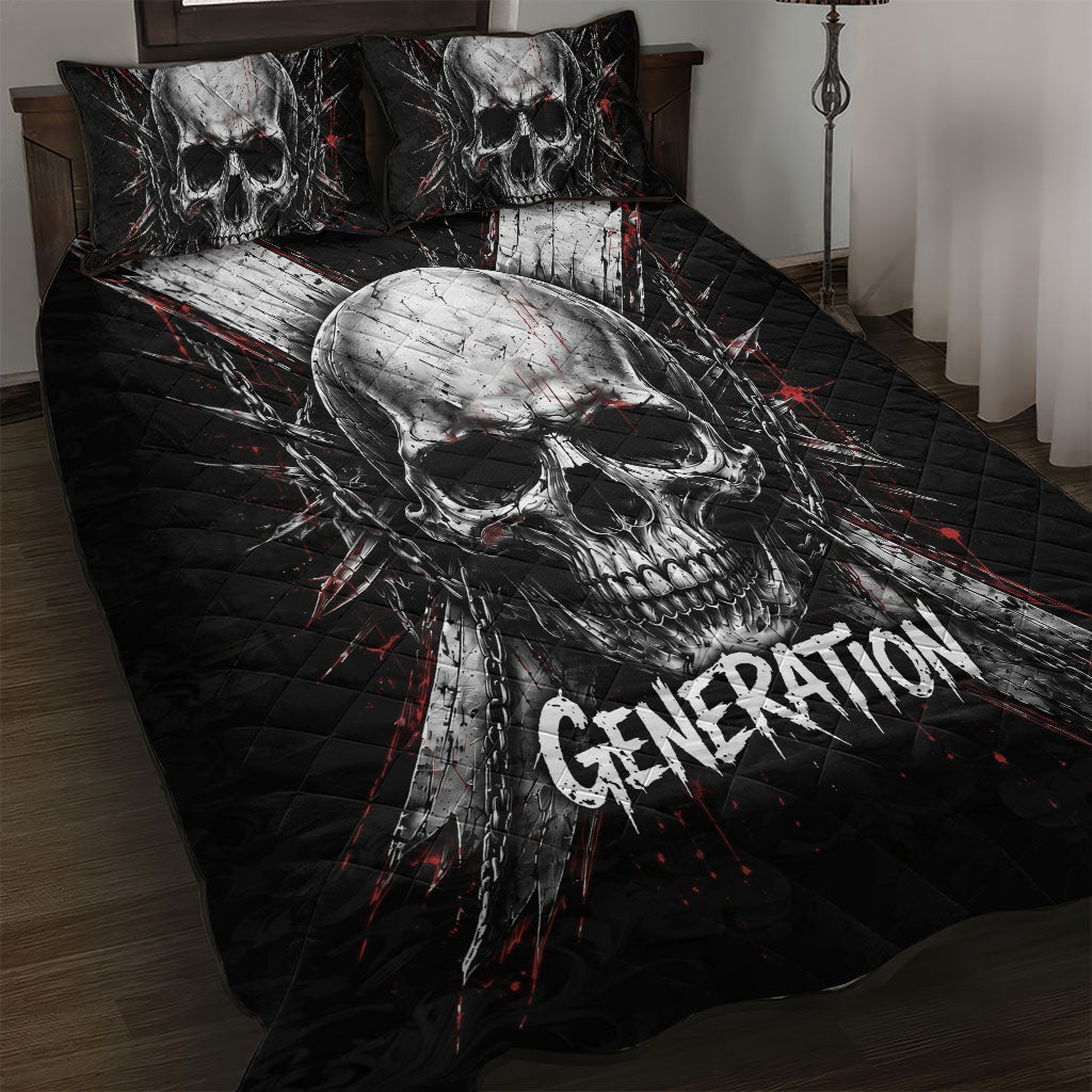 Generation X Skull Quilt Bed Set Distressed Heavy Metal Grunge