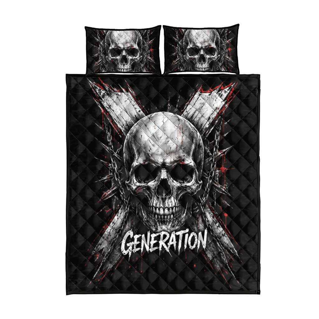Generation X Skull Quilt Bed Set Distressed Heavy Metal Grunge