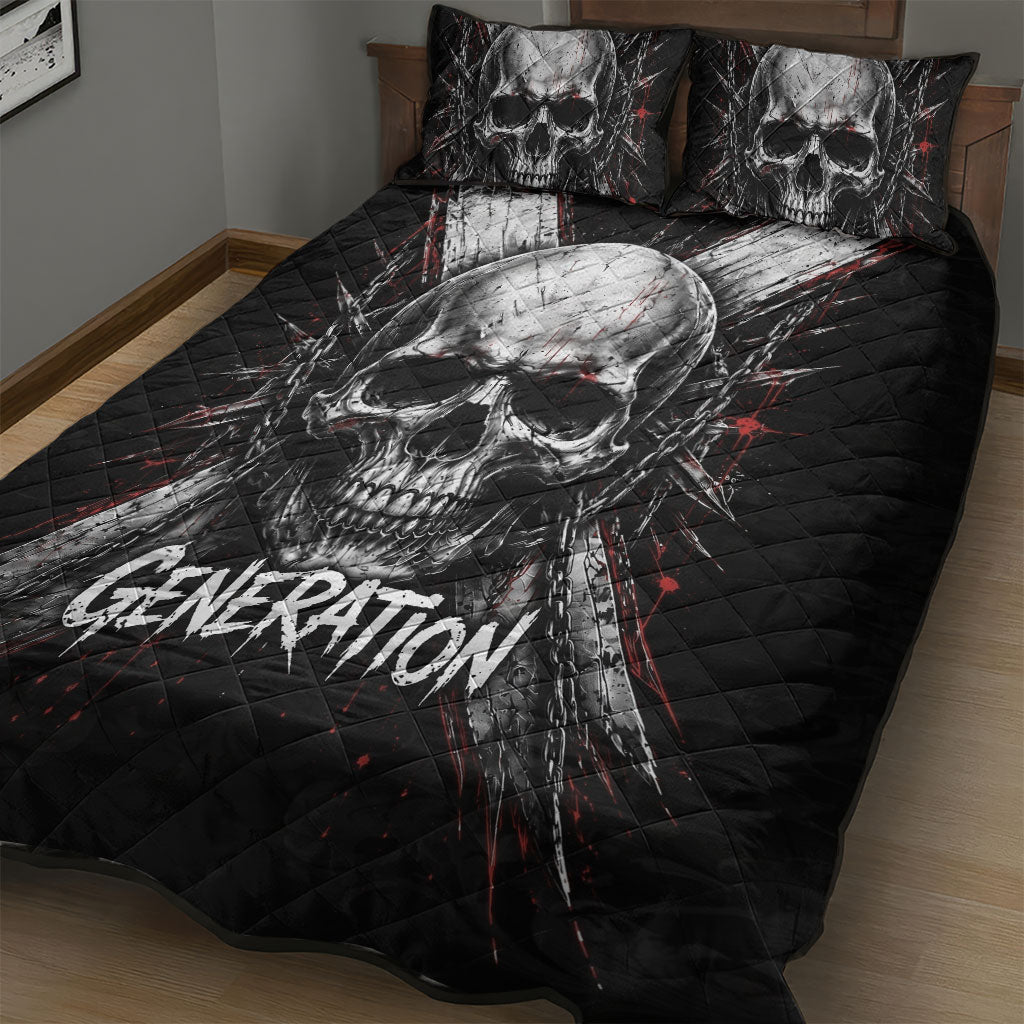 Generation X Skull Quilt Bed Set Distressed Heavy Metal Grunge