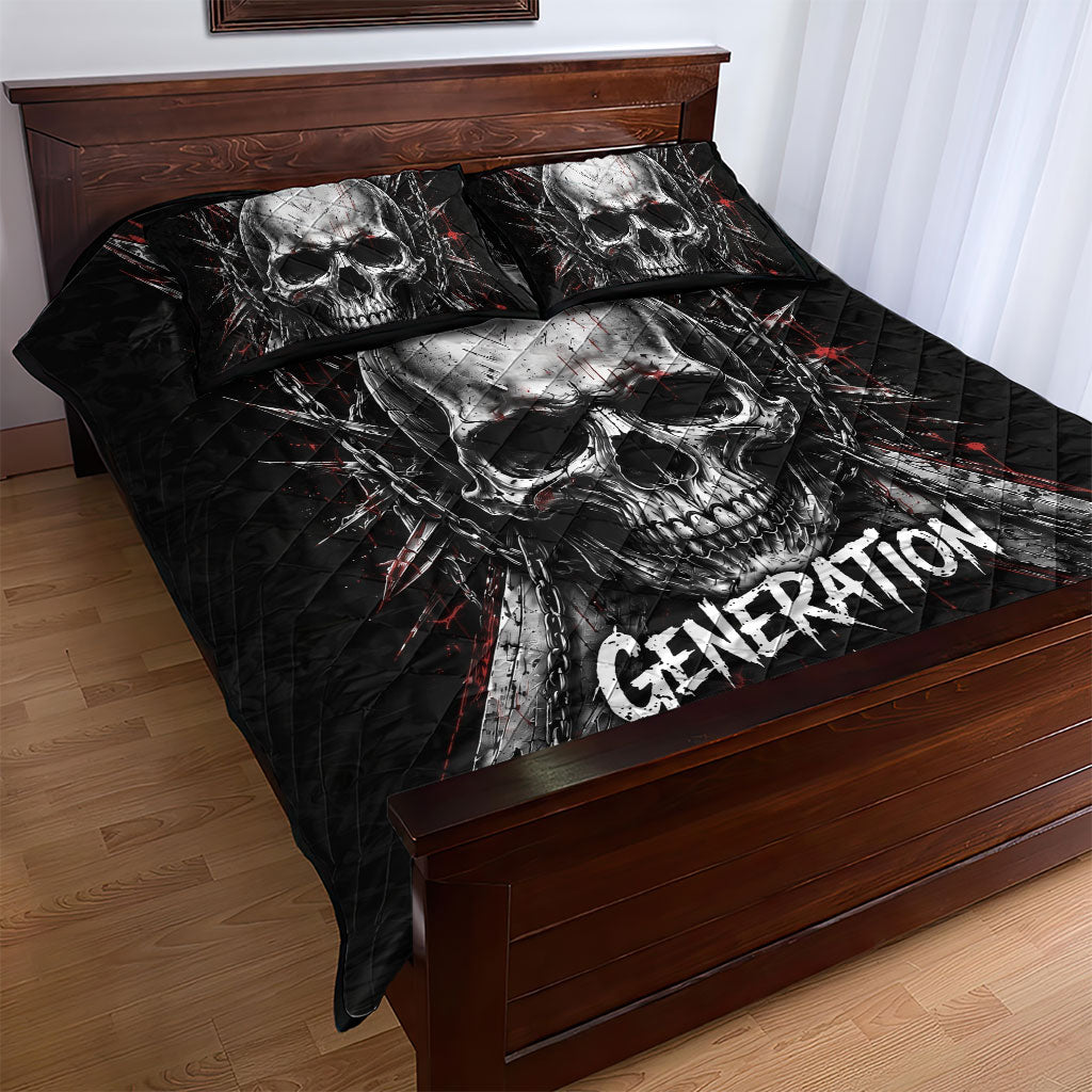Generation X Skull Quilt Bed Set Distressed Heavy Metal Grunge