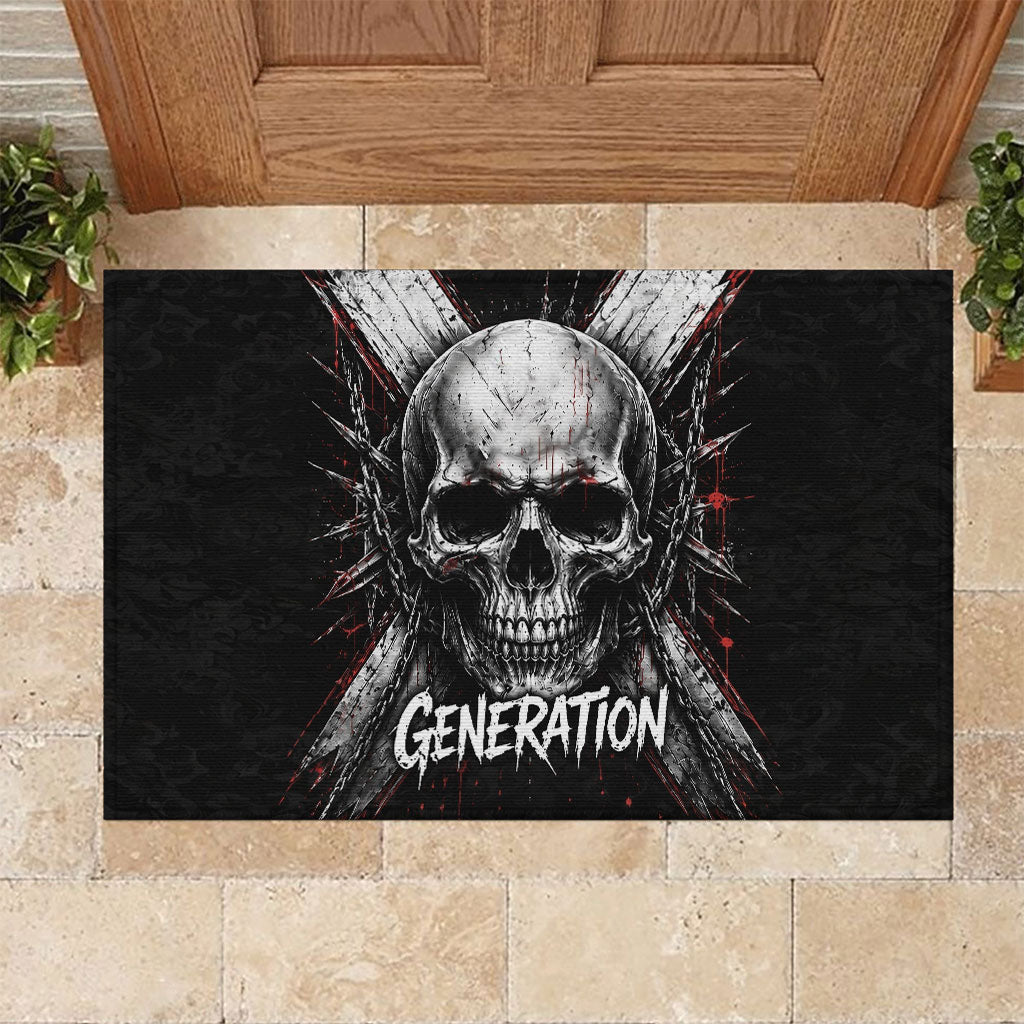 Generation X Skull Rubber Doormat Distressed Heavy Metal Grunge