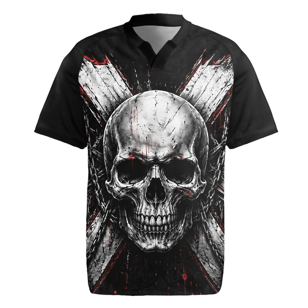 Generation X Skull Rugby Jersey Distressed Heavy Metal Grunge