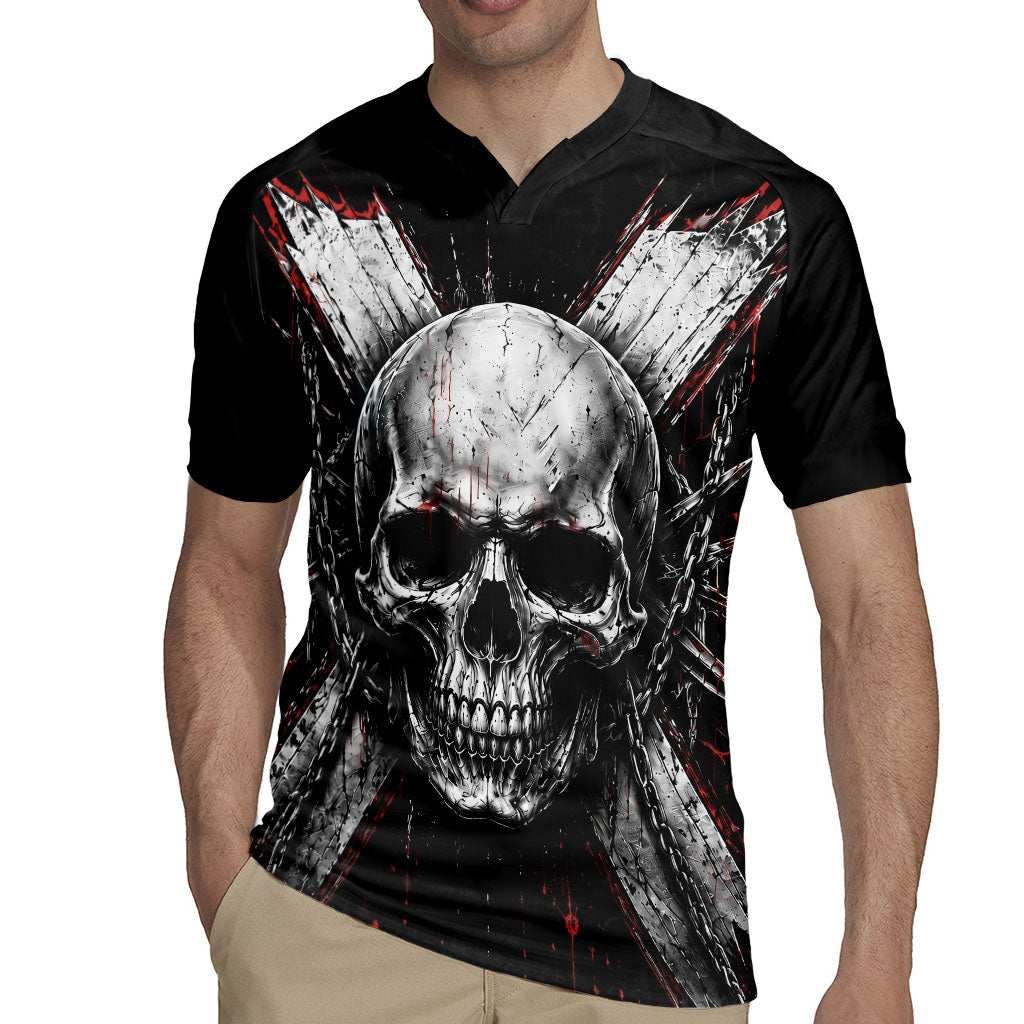 Generation X Skull Rugby Jersey Distressed Heavy Metal Grunge