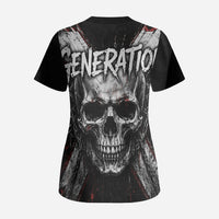 Generation X Skull Scrub Top Distressed Heavy Metal Grunge